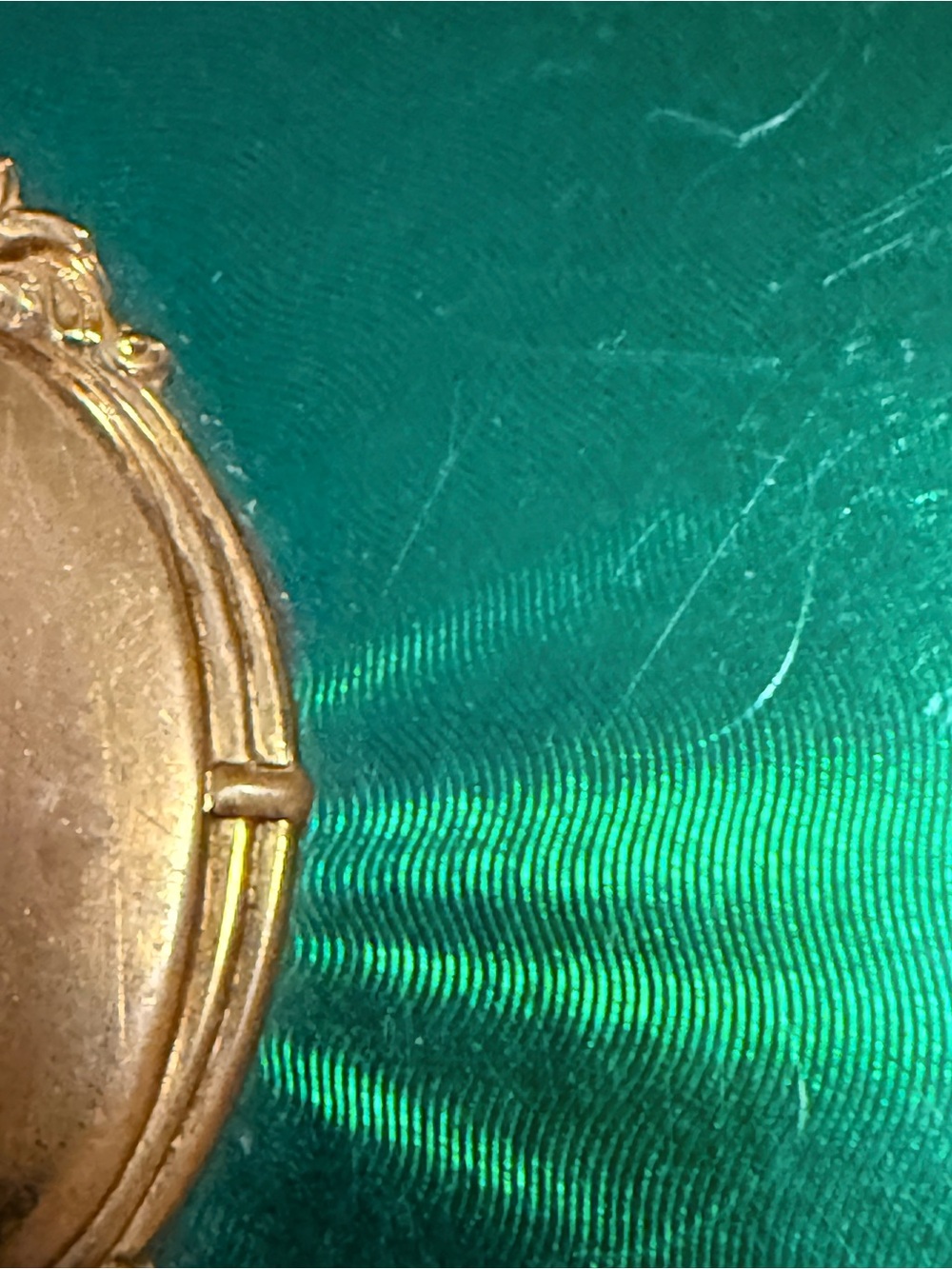 Vintage Art Deco Emerald Green Guilloché Enamel Hand Mirror 1920s Unmarked - Picture 8 of 10